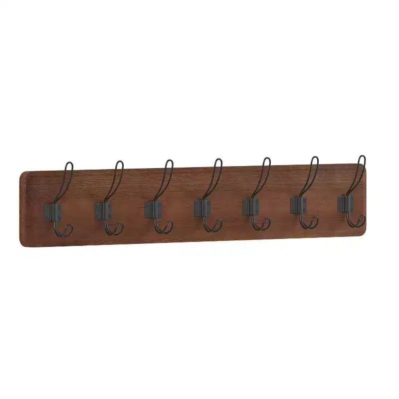 Étagère de rangement murale en pin Merrick Lane de 34 pouces avec crochets de suspension, pour entrée, cuisine, salle de bain