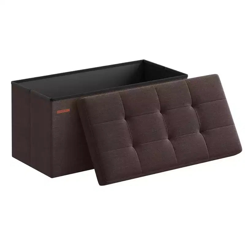 SONGMICS Banc de Rangement Ottoman 30 Pouces, Coffre de Rangement, Repose-Pieds, Supporte jusqu'à 300 kg, pour Chambre, Salon
