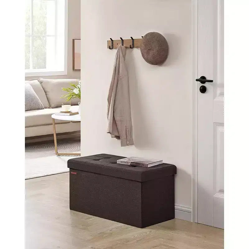 SONGMICS Banc de Rangement Ottoman 30 Pouces, Coffre de Rangement, Repose-Pieds, Supporte jusqu'à 300 kg, pour Chambre, Salon