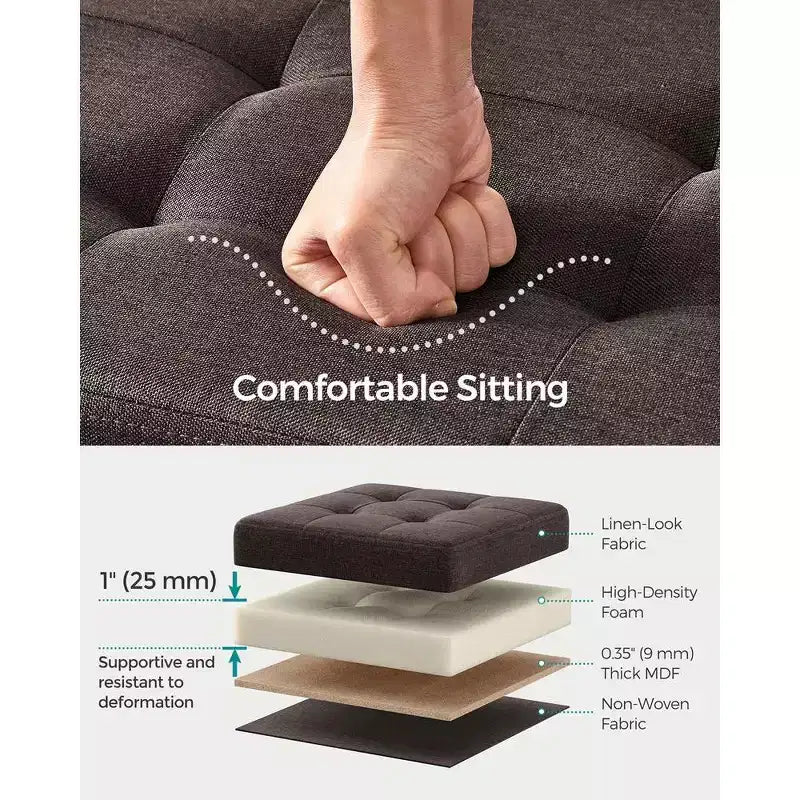 SONGMICS Banc de Rangement Ottoman 30 Pouces, Coffre de Rangement, Repose-Pieds, Supporte jusqu'à 300 kg, pour Chambre, Salon