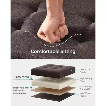 SONGMICS Banc de Rangement Ottoman 30 Pouces, Coffre de Rangement, Repose-Pieds, Supporte jusqu'à 300 kg, pour Chambre, Salon