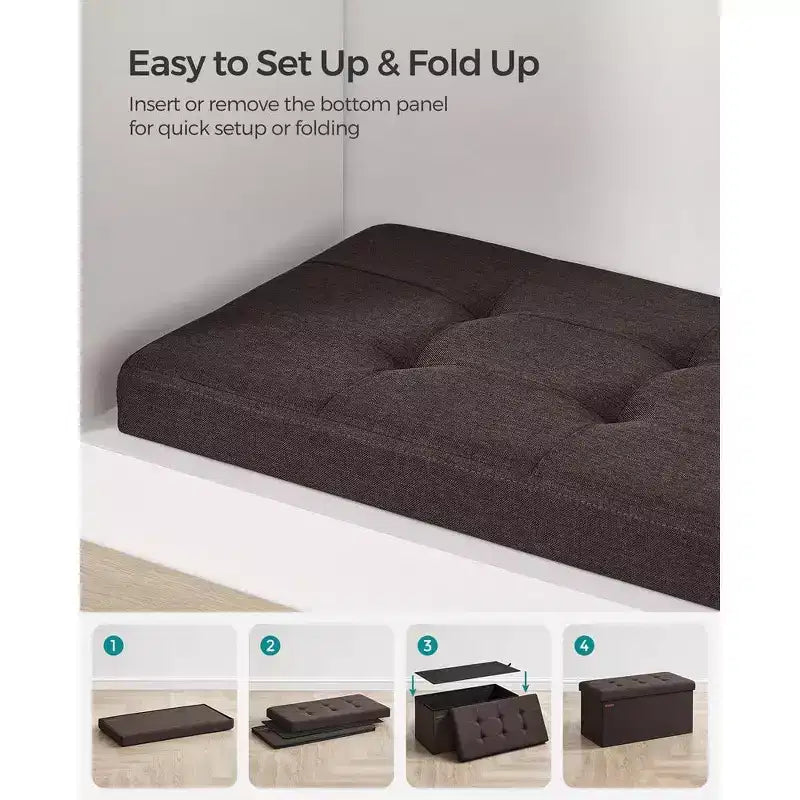 SONGMICS Banc de Rangement Ottoman 30 Pouces, Coffre de Rangement, Repose-Pieds, Supporte jusqu'à 300 kg, pour Chambre, Salon