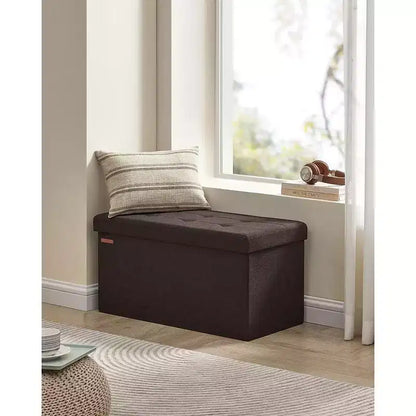 SONGMICS Banc de Rangement Ottoman 30 Pouces, Coffre de Rangement, Repose-Pieds, Supporte jusqu'à 300 kg, pour Chambre, Salon