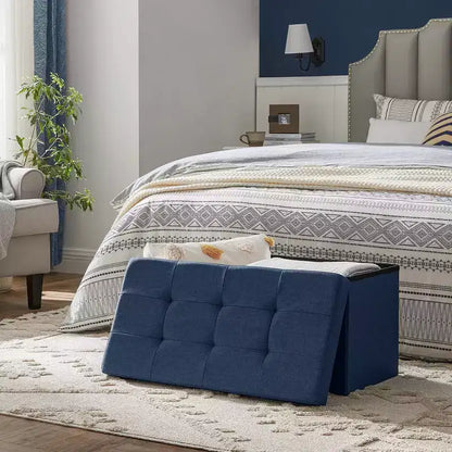 SONGMICS Banc de Rangement Ottoman 30 Pouces, Coffre de Rangement, Repose-Pieds, Supporte jusqu'à 300 kg, pour Chambre, Salon