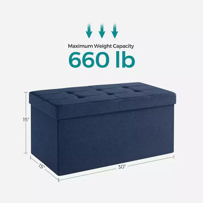 SONGMICS Banc de Rangement Ottoman 30 Pouces, Coffre de Rangement, Repose-Pieds, Supporte jusqu'à 300 kg, pour Chambre, Salon