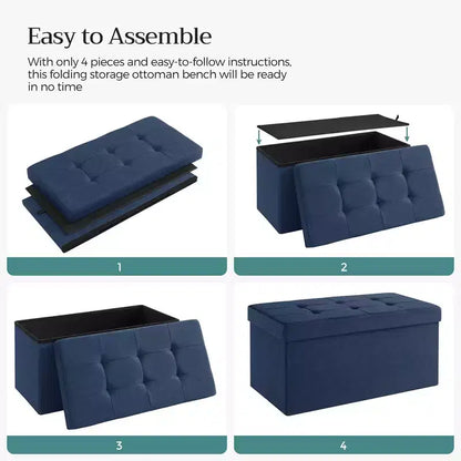 SONGMICS Banc de Rangement Ottoman 30 Pouces, Coffre de Rangement, Repose-Pieds, Supporte jusqu'à 300 kg, pour Chambre, Salon