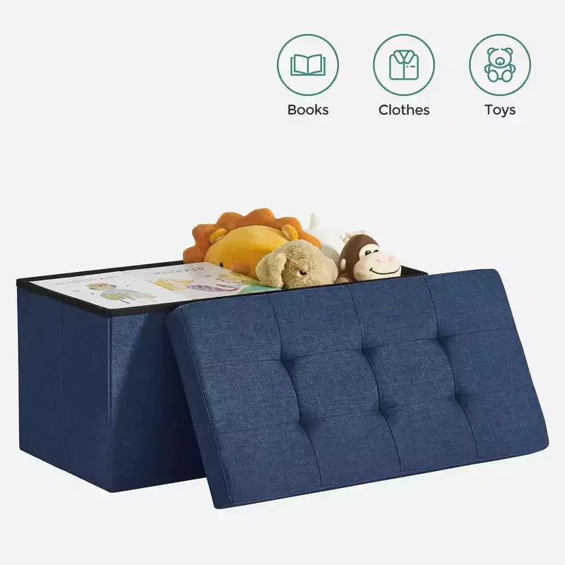 SONGMICS Banc de Rangement Ottoman 30 Pouces, Coffre de Rangement, Repose-Pieds, Supporte jusqu'à 300 kg, pour Chambre, Salon