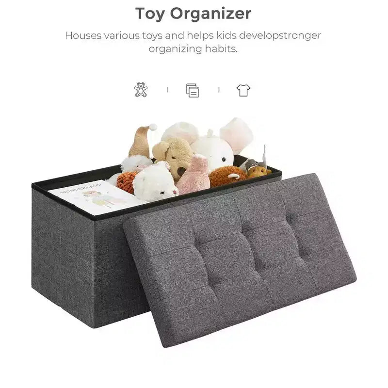 SONGMICS Banc de Rangement Ottoman 30 Pouces, Coffre de Rangement, Repose-Pieds, Supporte jusqu'à 300 kg, pour Chambre, Salon