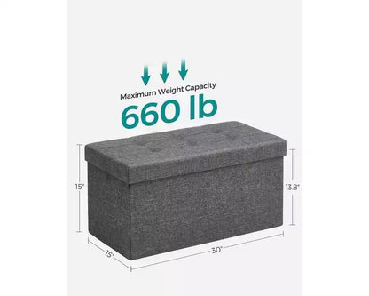 SONGMICS Banc de Rangement Ottoman 30 Pouces, Coffre de Rangement, Repose-Pieds, Supporte jusqu'à 300 kg, pour Chambre, Salon