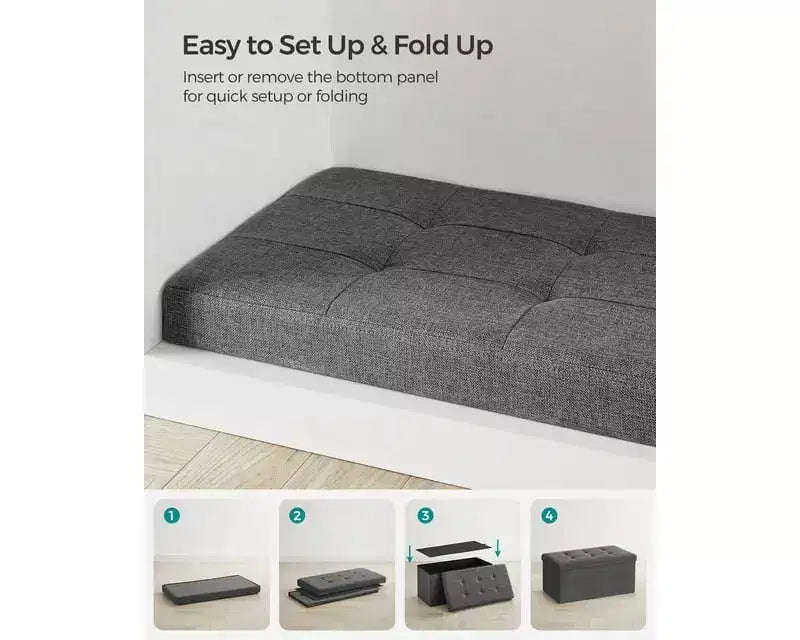 SONGMICS Banc de Rangement Ottoman 30 Pouces, Coffre de Rangement, Repose-Pieds, Supporte jusqu'à 300 kg, pour Chambre, Salon
