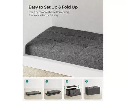 SONGMICS Banc de Rangement Ottoman 30 Pouces, Coffre de Rangement, Repose-Pieds, Supporte jusqu'à 300 kg, pour Chambre, Salon