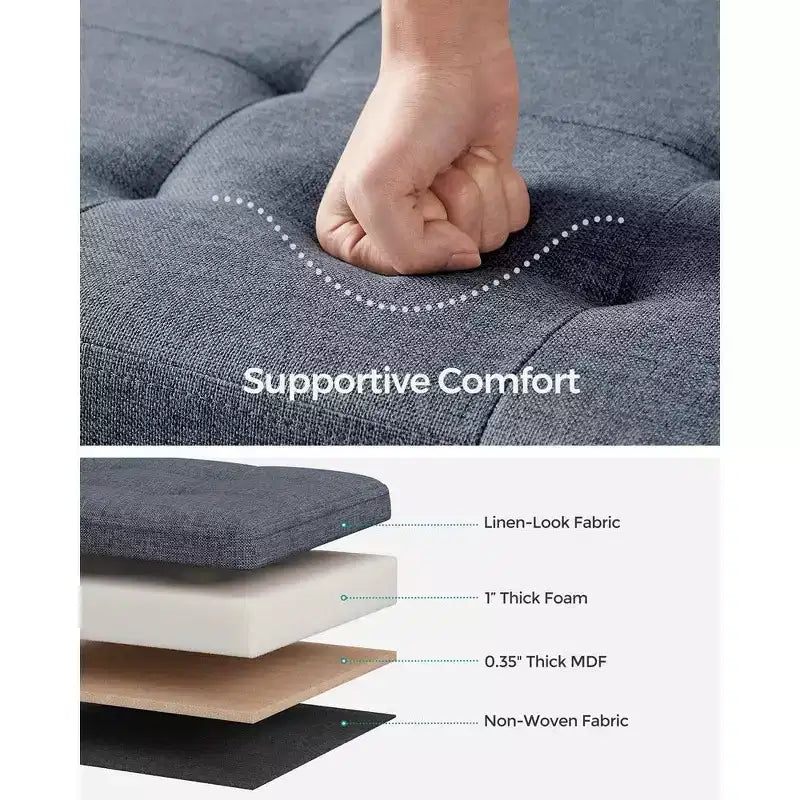 SONGMICS Banc de Rangement Ottoman 30 Pouces, Coffre de Rangement, Repose-Pieds, Supporte jusqu'à 300 kg, pour Chambre, Salon