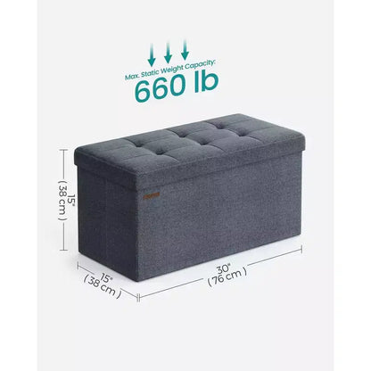 SONGMICS Banc de Rangement Ottoman 30 Pouces, Coffre de Rangement, Repose-Pieds, Supporte jusqu'à 300 kg, pour Chambre, Salon