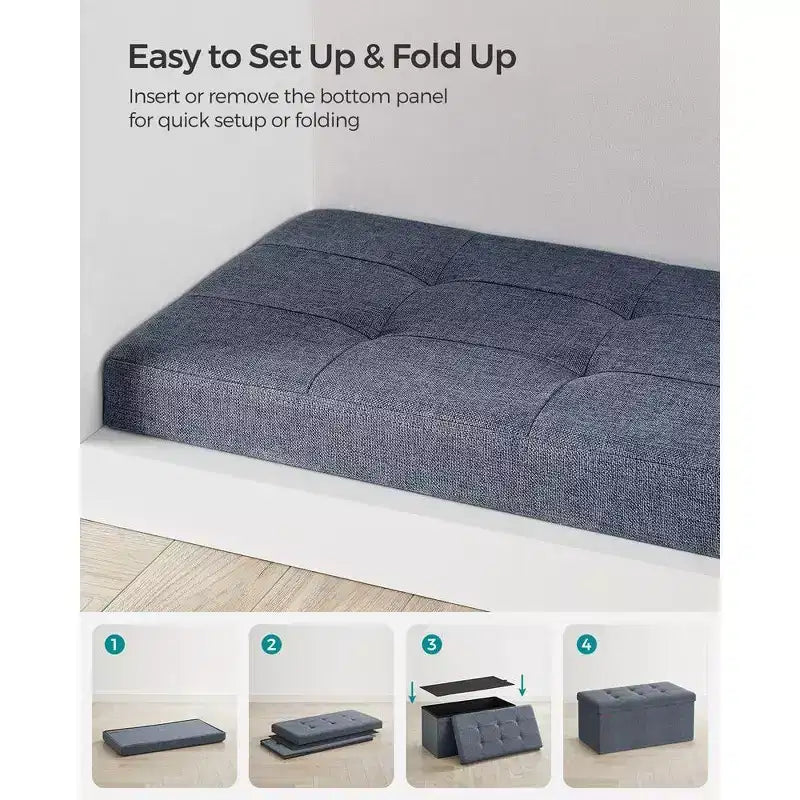 SONGMICS Banc de Rangement Ottoman 30 Pouces, Coffre de Rangement, Repose-Pieds, Supporte jusqu'à 300 kg, pour Chambre, Salon