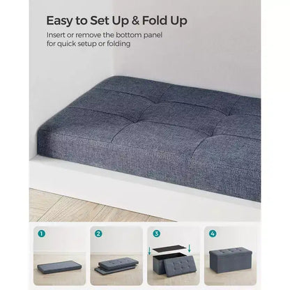 SONGMICS Banc de Rangement Ottoman 30 Pouces, Coffre de Rangement, Repose-Pieds, Supporte jusqu'à 300 kg, pour Chambre, Salon