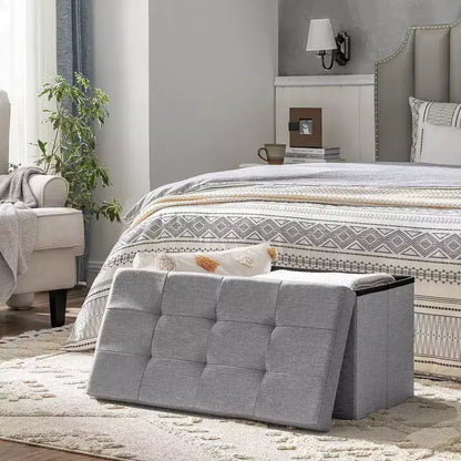 SONGMICS Banc de Rangement Ottoman 30 Pouces, Coffre de Rangement, Repose-Pieds, Supporte jusqu'à 300 kg, pour Chambre, Salon