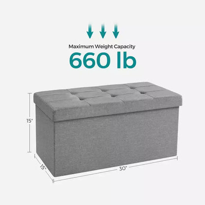 SONGMICS Banc de Rangement Ottoman 30 Pouces, Coffre de Rangement, Repose-Pieds, Supporte jusqu'à 300 kg, pour Chambre, Salon