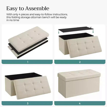 SONGMICS Banc de Rangement Ottoman 30 Pouces, Coffre de Rangement, Repose-Pieds, Supporte jusqu'à 300 kg, pour Chambre, Salon