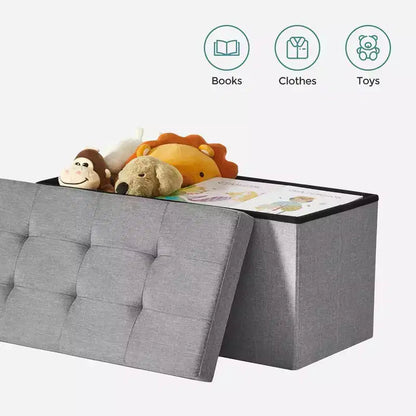 SONGMICS Banc de Rangement Ottoman 30 Pouces, Coffre de Rangement, Repose-Pieds, Supporte jusqu'à 300 kg, pour Chambre, Salon
