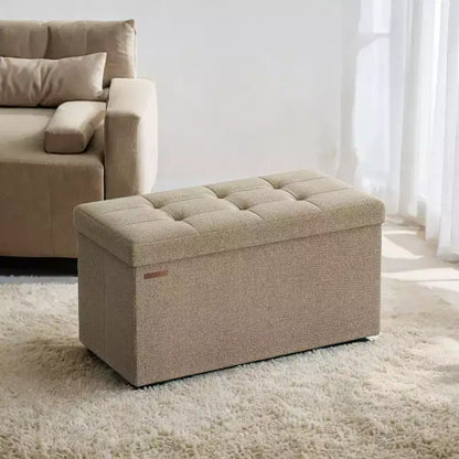 SONGMICS Banc de Rangement Ottoman 30 Pouces, Coffre de Rangement, Repose-Pieds, Supporte jusqu'à 300 kg, pour Chambre, Salon