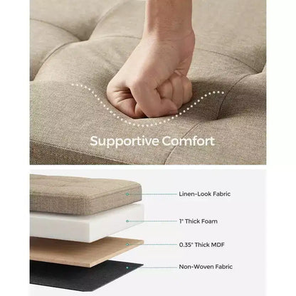 SONGMICS Banc de Rangement Ottoman 30 Pouces, Coffre de Rangement, Repose-Pieds, Supporte jusqu'à 300 kg, pour Chambre, Salon
