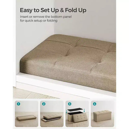 SONGMICS Banc de Rangement Ottoman 30 Pouces, Coffre de Rangement, Repose-Pieds, Supporte jusqu'à 300 kg, pour Chambre, Salon