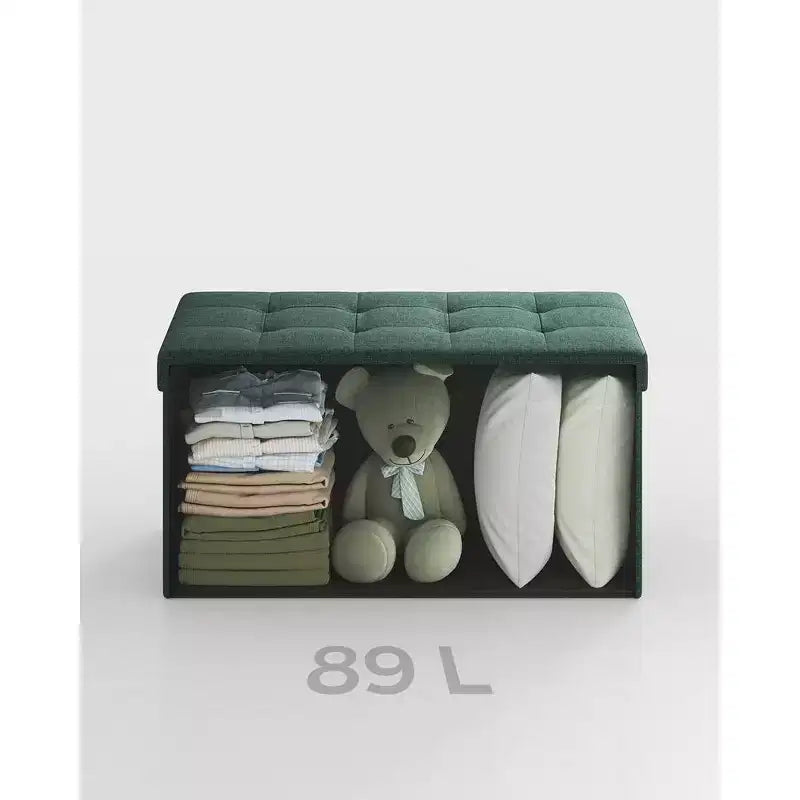 SONGMICS Banc de Rangement Ottoman 30 Pouces, Coffre de Rangement, Repose-Pieds, Supporte jusqu'à 300 kg, pour Chambre, Salon