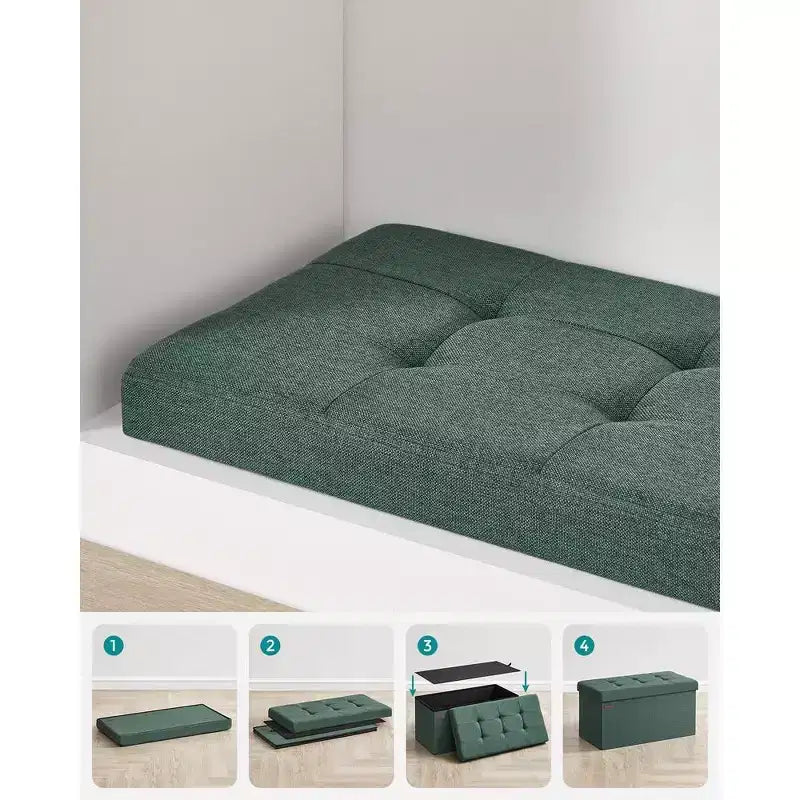 SONGMICS Banc de Rangement Ottoman 30 Pouces, Coffre de Rangement, Repose-Pieds, Supporte jusqu'à 300 kg, pour Chambre, Salon
