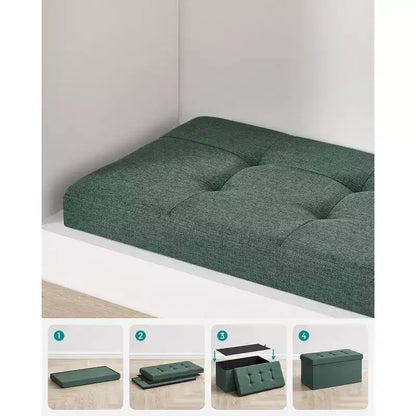 SONGMICS Banc de Rangement Ottoman 30 Pouces, Coffre de Rangement, Repose-Pieds, Supporte jusqu'à 300 kg, pour Chambre, Salon