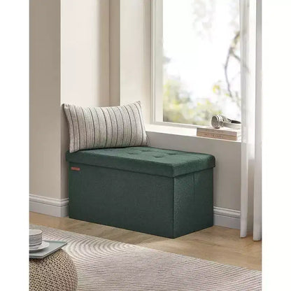 SONGMICS Banc de Rangement Ottoman 30 Pouces, Coffre de Rangement, Repose-Pieds, Supporte jusqu'à 300 kg, pour Chambre, Salon