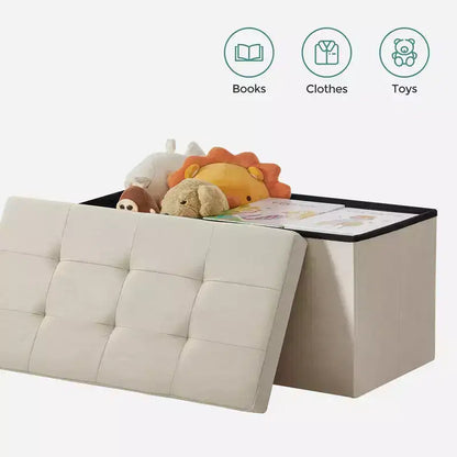 SONGMICS Banc de Rangement Ottoman 30 Pouces, Coffre de Rangement, Repose-Pieds, Supporte jusqu'à 300 kg, pour Chambre, Salon