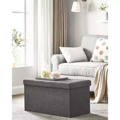 SONGMICS Banc de Rangement Ottoman 30 Pouces, Coffre de Rangement, Repose-Pieds, Supporte jusqu'à 300 kg, pour Chambre, Salon