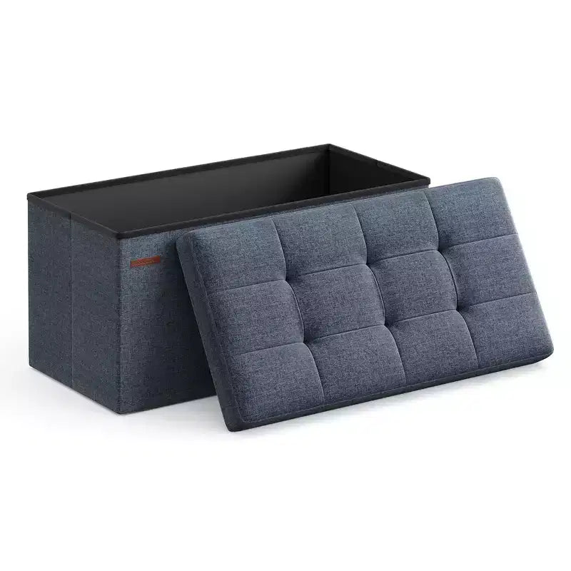SONGMICS Banc de Rangement Ottoman 30 Pouces, Coffre de Rangement, Repose-Pieds, Supporte jusqu'à 300 kg, pour Chambre, Salon