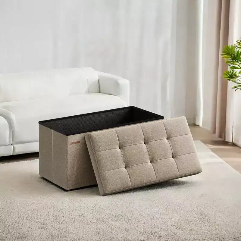 SONGMICS Banc de Rangement Ottoman 30 Pouces, Coffre de Rangement, Repose-Pieds, Supporte jusqu'à 300 kg, pour Chambre, Salon
