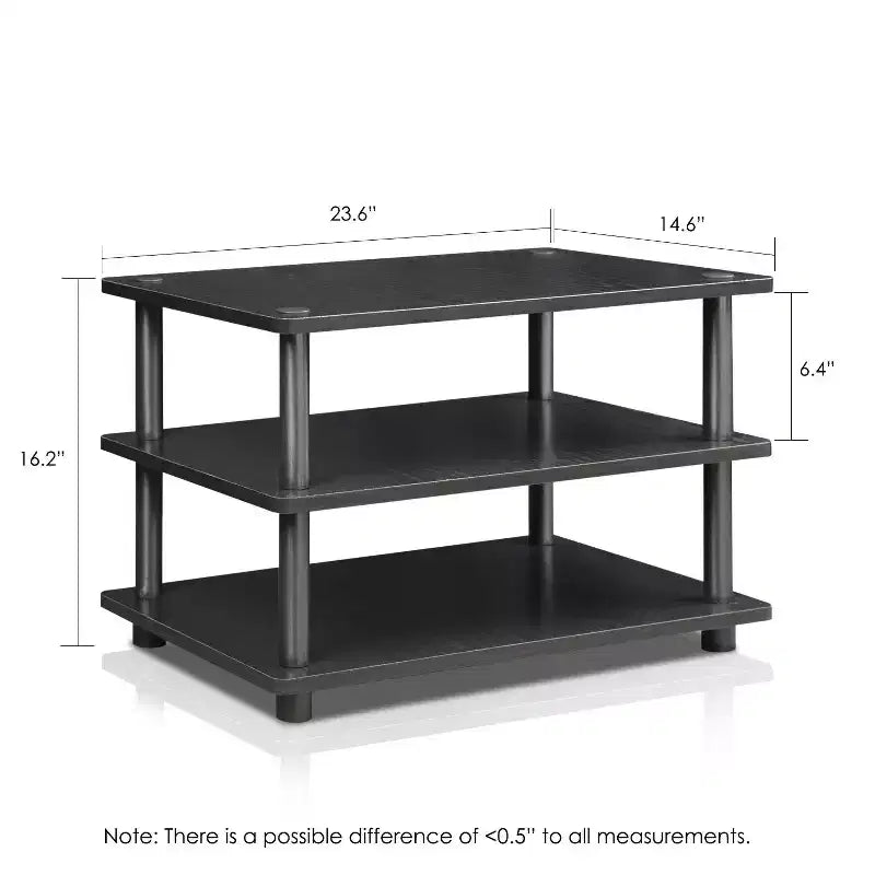 Meuble TV d'angle 3 niveaux Furinno Easy Assembly pour téléviseurs jusqu'à 25", étagères de rangement CorLiving Blackwood