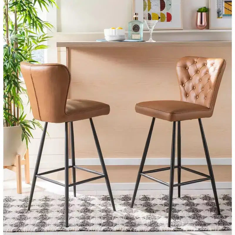 Tabouret de bar touffeté moderne du milieu du siècle Aster (ensemble de 2) - FOX1703 - Safavieh Couture