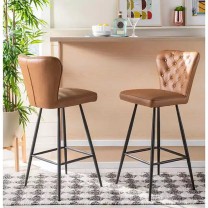 Tabouret de bar touffeté moderne du milieu du siècle Aster (ensemble de 2) - FOX1703 - Safavieh Couture