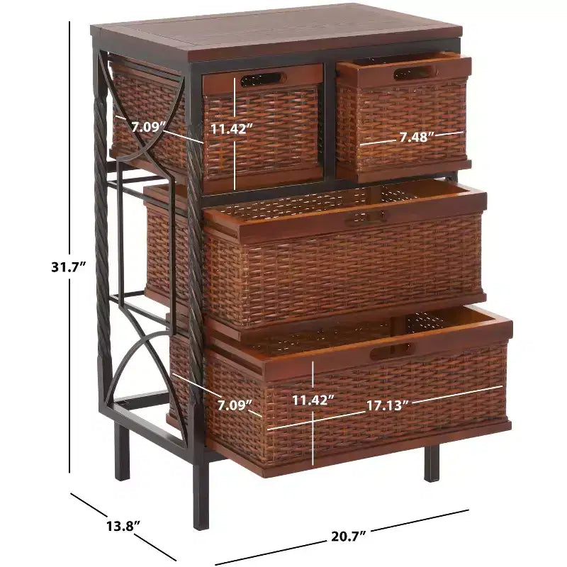 Meuble de rangement à 4 tiroirs Andrew - AMH6511 - Teck foncé - Safavieh Couture