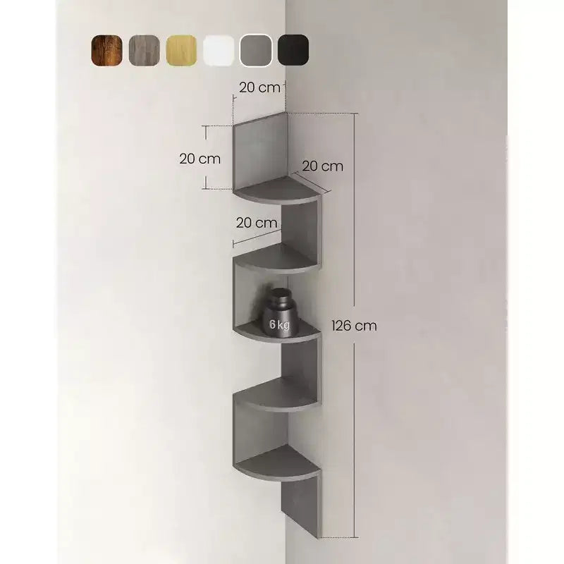 VASAGLE Étagère d'Angle, Étagère Murale Flottante à 5 Niveaux pour Plantes