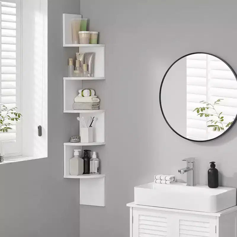 VASAGLE Étagère d'Angle, Étagère Murale Flottante à 5 Niveaux pour Plantes