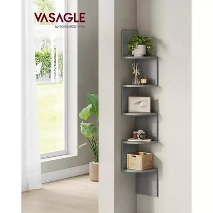 VASAGLE Étagère d'Angle, Étagère Murale Flottante à 5 Niveaux pour Plantes