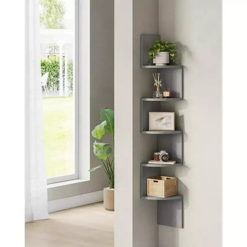 VASAGLE Étagère d'Angle, Étagère Murale Flottante à 5 Niveaux pour Plantes