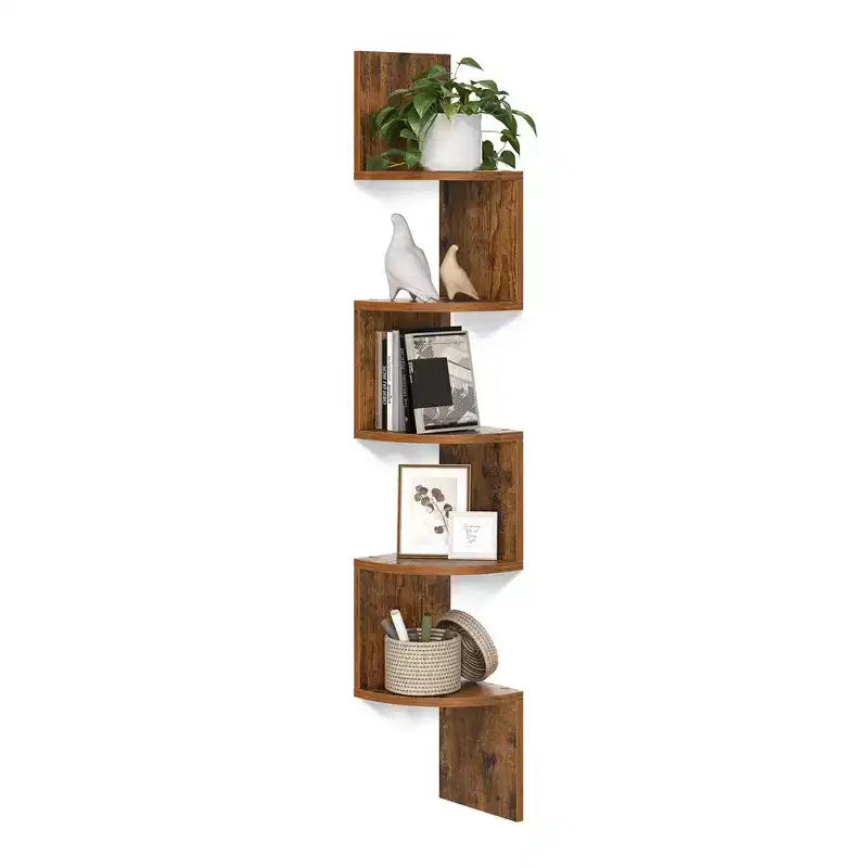 VASAGLE Étagère d'Angle, Étagère Murale Flottante à 5 Niveaux pour Plantes