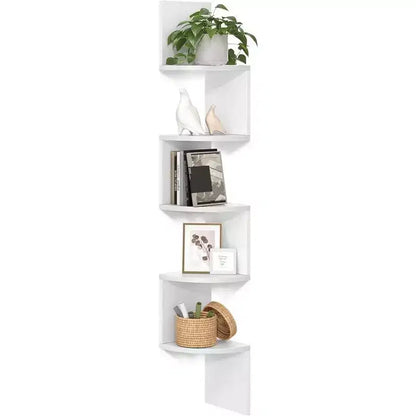 VASAGLE Étagère d'Angle, Étagère Murale Flottante à 5 Niveaux pour Plantes