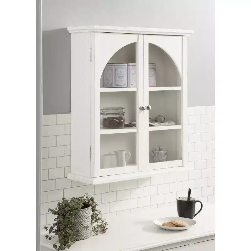 Meuble d'appoint décoratif en bois à arche Kate et Laurel Walsted, 24x8x28, Blanc