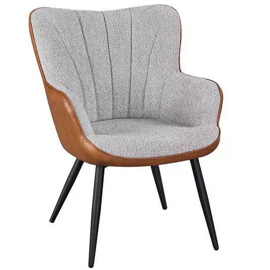 Yaheetech Modern Upholstered Faux Leather Accent Chair Armchair for Living Room Dining Room Bedroom, Retro Brown