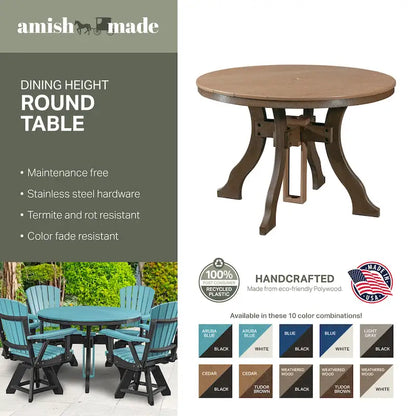 Table ronde hauteur de salle à manger American Furniture Classics, fabriquée aux États-Unis