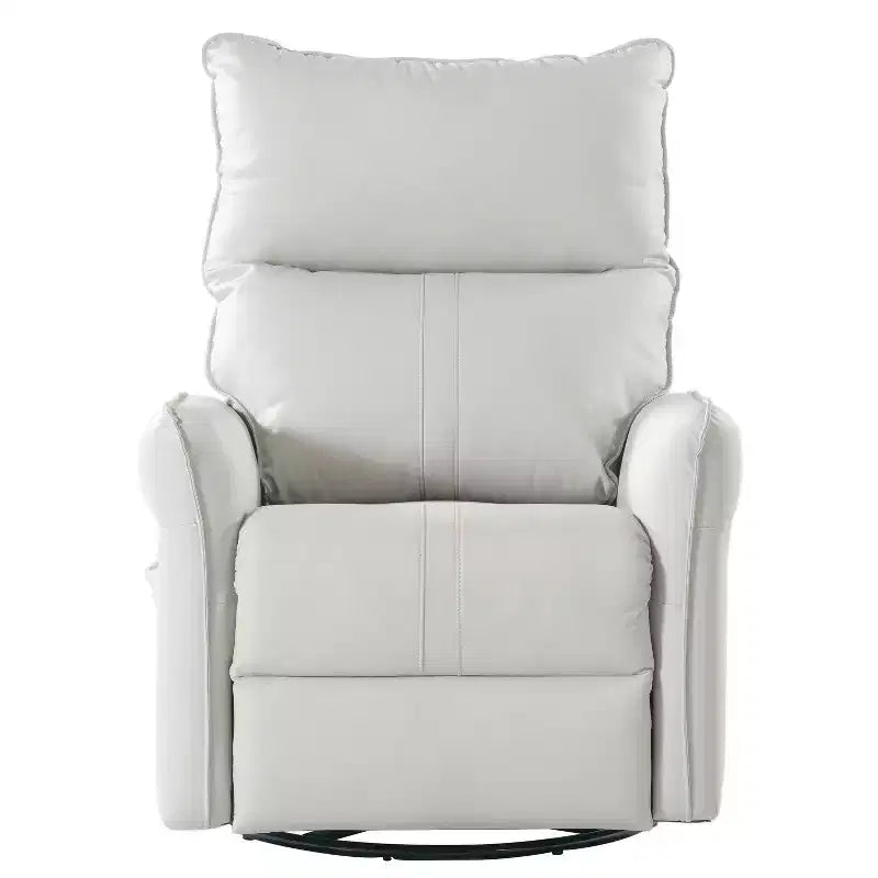Fauteuil inclinable à bascule rembourré pivotant à 360/270 degrés avec poches latérales/ports USB, planeur pivotant électrique, 4W-ModernLuxe
