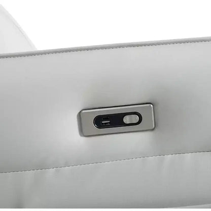 Fauteuil inclinable à bascule rembourré pivotant à 360/270 degrés avec poches latérales/ports USB, planeur pivotant électrique, 4W-ModernLuxe
