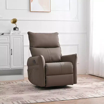 Fauteuil inclinable à bascule rembourré pivotant à 360/270 degrés avec poches latérales/ports USB, planeur pivotant électrique, 4W-ModernLuxe